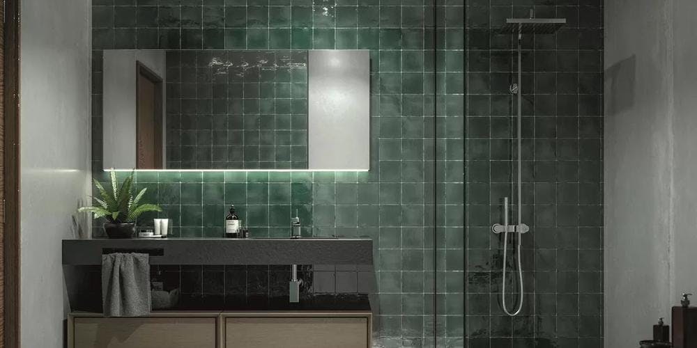 Groene badkamer tegels voor een rustgevende badkamer